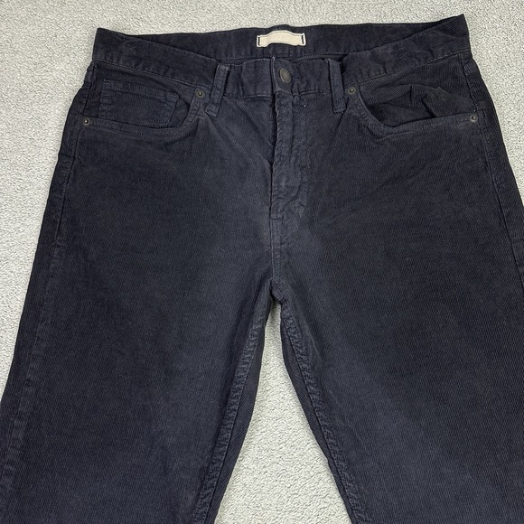 Uniqlo Pants Mens 33x32 Black Corduroy Trousers Slim Straight Casual Office READ - Picture 2 of 10